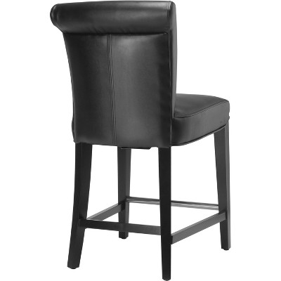 Elegant Transitional Black Leather 24" Counter Stool