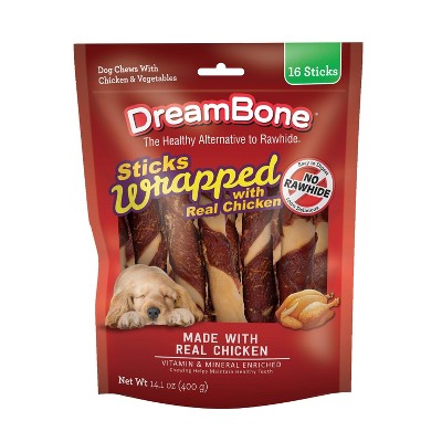 DreamBone Chicken Wrapped Large Sticks Value Bag with Vegetable Dog Treats - 16ct/14.1oz