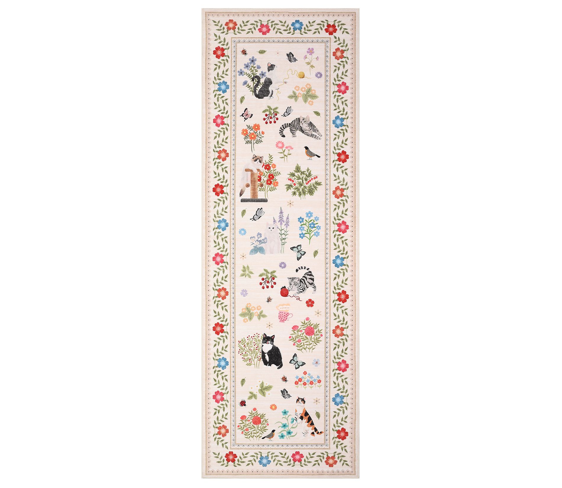 Washable Cat Print Cute Living Room Rugs, Soft Non Slip Accent Bedroom Nursery Rugs for Kids Room Playroom