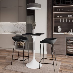 LeisureMod Verve 24" Sqaure Bar Height Dining Table - Modern MDF Top with White Pedestal Base Counter Height Table for Kitchen, Home, and Pub - 1 of 4