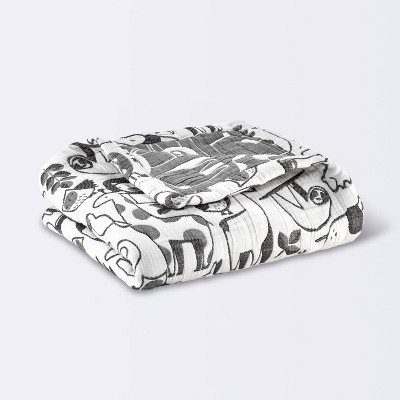 Muslin Reversible Quilt Blanket Animals - Cloud Island™ White/Black