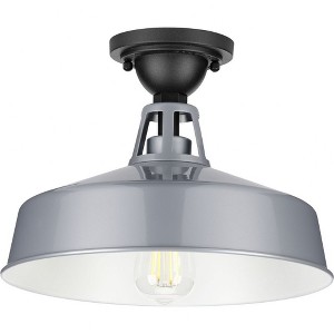 Progress Lighting, Cedar Springs, 1-Light Ceiling Light, Metallic Gray, White Shade - 1 of 2