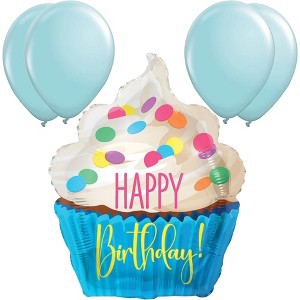 LoonBalloon 28 Inch Cupcake Birthday Balloon with 4 latex balloon - Adorable & Festive - 1 of 3