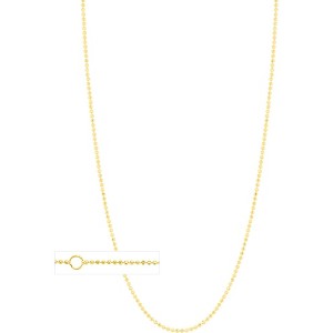 14k Yellow Gold or White Gold 1mm Single Extendable Solid Diamond Cut Bead Chain Adjustable Necklace, 16" - 18 Inch - 1 of 4