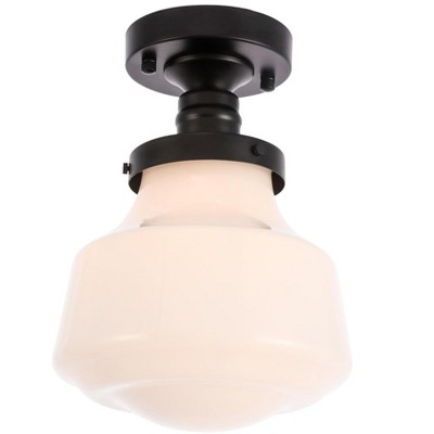 Lyle Geometric Black and Frosted White Glass LED Flush Mount