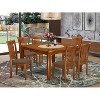 HomeStock 7-Piece Square Saddle Brown Finish Solid Wood Top Dining Table with 6-Chairs - 2 of 4