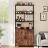 Tall Wine Cabinet & Bar Storage Rack ¨C 5-Tier Freestanding Bakers Rack with Metal Racks, Baskets, and Hooks for Wine, Glasses, Beverages, and Snacks - 3 of 4