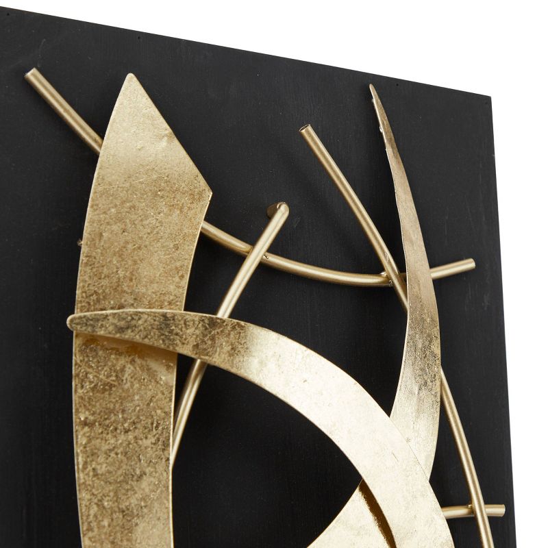 Set of 2 Metal Abstract Dimensional Wall Decors with Wood Backing Gold - Olivia & May, 3 of 16