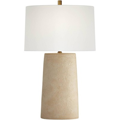 360 Lighting Castel 29 1/2" Tall Farmhouse Rustic Coastal End Table Lamp Beige Sand Finish Single White Shade Living Room Bedroom Bedside Nightstand