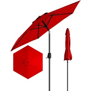7.5FT Patio Umbrella Outdoor, Market Umbrella, Table Umbrella with Push Button Tilt and Crank, 6 Sturdy Ribs UV Protection Waterproof - 1 of 4