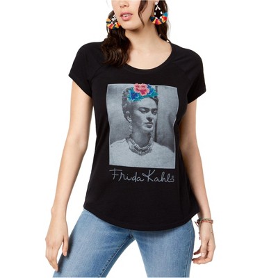 True Vintage Womens Frida Kahlo Graphic T-Shirt, Black, X-Small