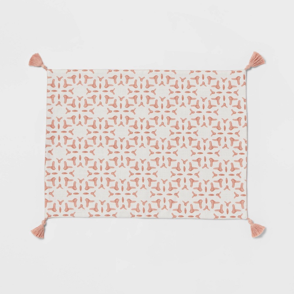 Photos - Tablecloth / Napkin Cotton Slub Placemat with Tassels Pink - Threshold™