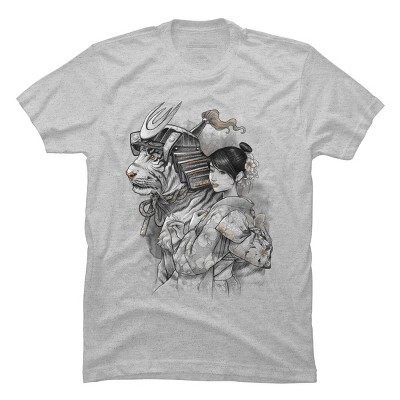 Men's Design By Humans Samurai Tiger By T-Shirt