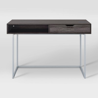 Auston Single Drawer Wood Grain Desk Gray - CorLiving