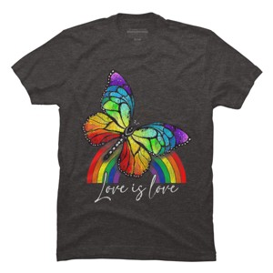 Adult Design By Humans Love is Love Butterfly Rainbow Pride By SummerFunnyT-Shirt - 1 of 2