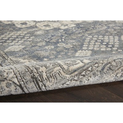 Elysian Grey/Ivory Hand-Knotted Round Synthetic Area Rug