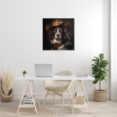 Large Brown and Black Canvas Art of Cowboy Dog