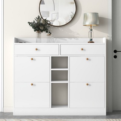 Shoe Storage Standing Shoe Rack With Drawers Shoe Multifunctional Shoe Storage Organizer for Entryway Hallway Corridor Living Entrance White
