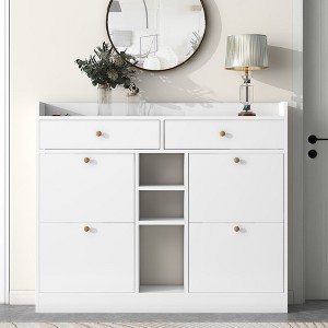 Shoe Storage Standing Shoe Rack With Drawers Shoe Multifunctional Shoe Storage Organizer for Entryway Hallway Corridor Living Entrance White - 1 of 4