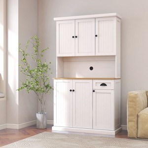 KWPZQEB 71" Pantry Storage Cabinet, Farmhouse Buffet Cabinet with 6 Barn Doors & Drawer, Freestanding Hutch Cabinet for Kitchen, Dining Room - 1 of 4