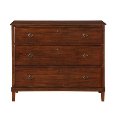 Cambridge Brown 3-Drawer Wood Dresser with Antique Bronze Pulls