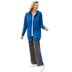 Woman Within Plus Size Zip Front Tunic Hoodie Jacket - 1 of 4