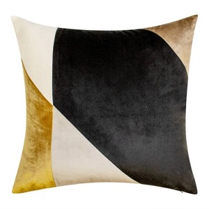 20"x20" Oversize Angular Color Block Square Throw Pillow Neutral - Edie@Home: Modern Velvet, Indoor/Outdoor, Zippered - 1 of 4