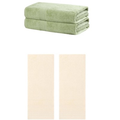 REGALWOVEN Cotton Absorbent Soft Bath Hand Cloths Towels 2 Piece Sets