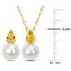 EVERLY JEWELRY | Yellow Plated Sterling Silver 8.5-9mm Cultured Freshwater Pearl and 1 1/6ct TGW Citrine Pendant with Chain and Earrings Set  - 18 in - 2 of 4