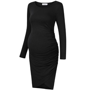 Maternity Dresses Casual Ruched Irregular Bodycon Mini Dress - 1 of 1