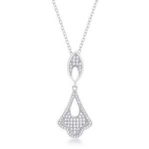 ShineHigh Tear Drop Dangle Pendant – Rhodium Plated Elegant Teardrop Design with Pave-Set Clear Cubic Zirconia on Adjustable Chain - 1 of 1