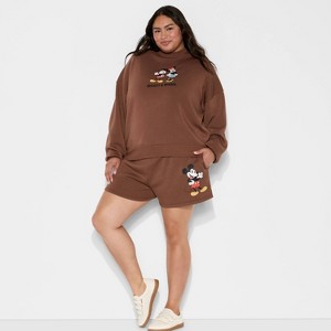 Women's Mickey Mouse Fleece Graphic Pullover Sweatshirt - Brown - 1 of 3
