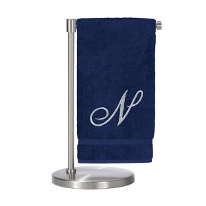 BC BARE COTTON Monogrammed Bath Towel, Personalized Gift, 27 x 54 inches - Set of 1 - Navy - Silver Script - 1 of 1