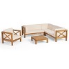 Christopher Knight Home George 5 piece Outdoor Acacia Wood Sectional Set with Coffee Table and Cushions - 2 of 4