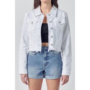 Women's Katrina Destroyed Fitted Denim Jacket - CELLO - 1 of 1