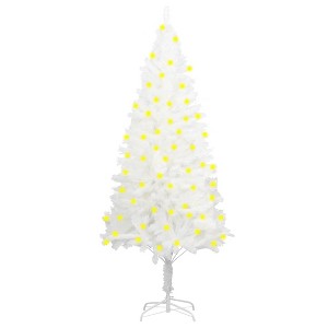 vidaXL 47.2" Pre-lit Artificial Christmas Tree - White Polyethylene Needle-Shaped Branches with 150 LED Lights - 1 of 4