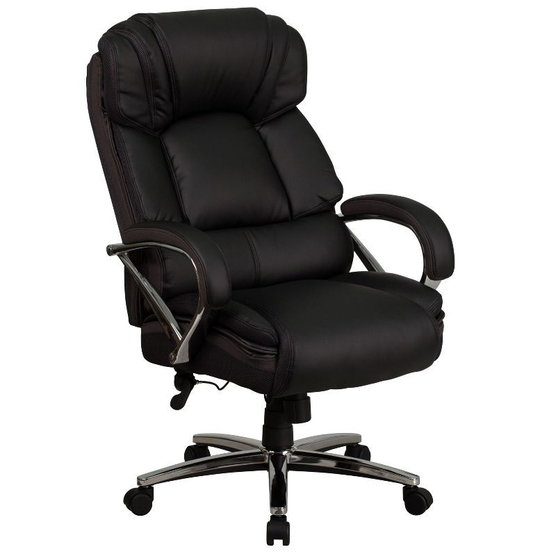 Flash Furniture HERCULES Series Big & Tall 500 lb. Rated Black LeatherSoft Executive Swivel Ergonomic Office Chair with Chrome Base and Arms, 1 of 7