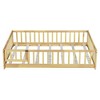 YOOCOZZ Queen Size Rubber Wood Floor Bed with Fence,Door and Safety Guardrails - 2 of 4