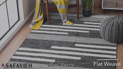 Black and White Handwoven Wool Kilim 4' x 6' Area Rug