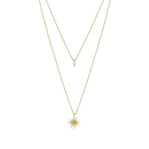 Layered Starburst and Crystal 18k Gold Plated Necklace - Ettika - 1 of 3