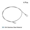 Unique Bargains Stainless Steel Lanyard Cable Eyelets Ended Security Wire Rope Silver 4 Pcs - 3 of 4
