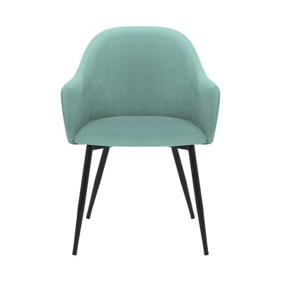 High-Back Two-Tone Teal Velvet Arm Chair with Black Metal Legs