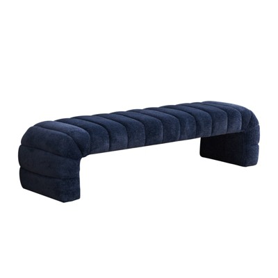 DSVIMOY Modern Upholstered Armless Bed Bench, Daybed Chaise, Ottoman Foot Stool for Living Room and Bedroom, Entryway, Navy, 69.7"*20.5"*17.3"