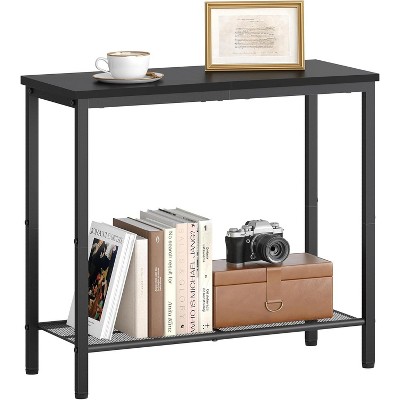 2 Tier End Table, Sofa Side Table, Slim Nightstand for Small Spaces, Metal Frame