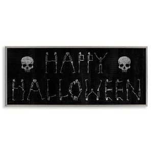 Stupell Industries Happy Halloween Skeleton Letters  Framed Giclee Art - 1 of 4