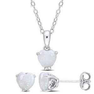 EVERLY JEWELRY | Sterling Silver Created Gemstone and Multiple Gemstones 2-Piece Set of Pendant with Chain and Earrings. - 1 of 3