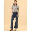INSPIRE CHIC Women's Ruffled Short Sleeve Floral Mock Neck Summer Top - 3 of 4