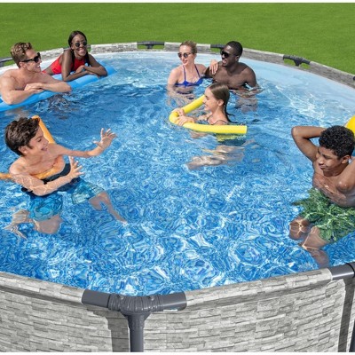 Bestway Steel Pro MAX 14 Foot Round Above Ground Pool Set with Filter Pump and Ladder