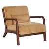JUJABU Modern Accent Chair with Ribbed Corduroy Upholstery & Lumbar Pillow – Walnut Frame - 2 of 4