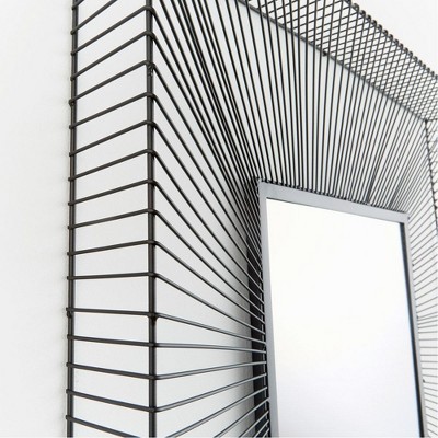Modern Black Square Wire Frame Wall Mirror